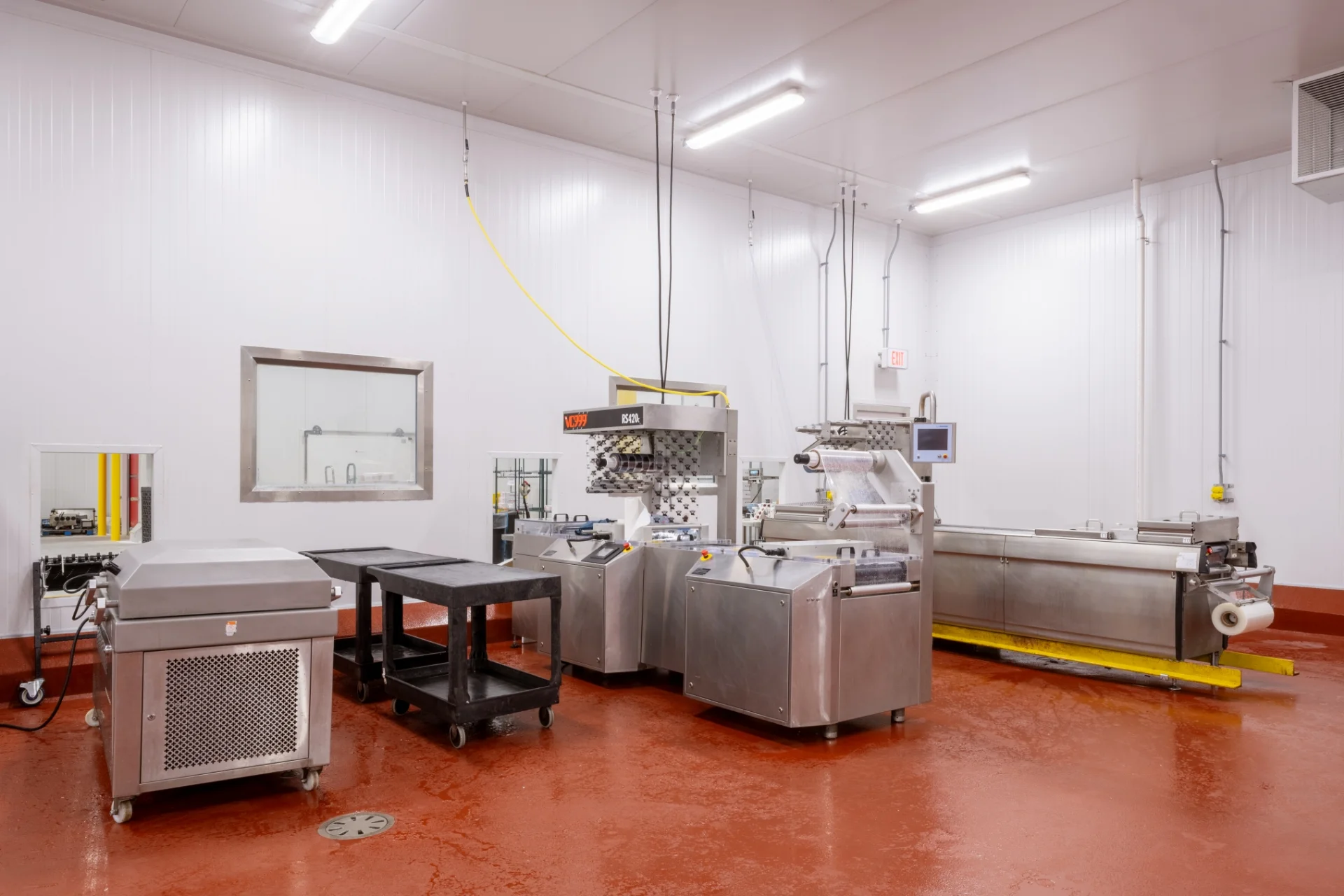red manufacturing floor and machinery