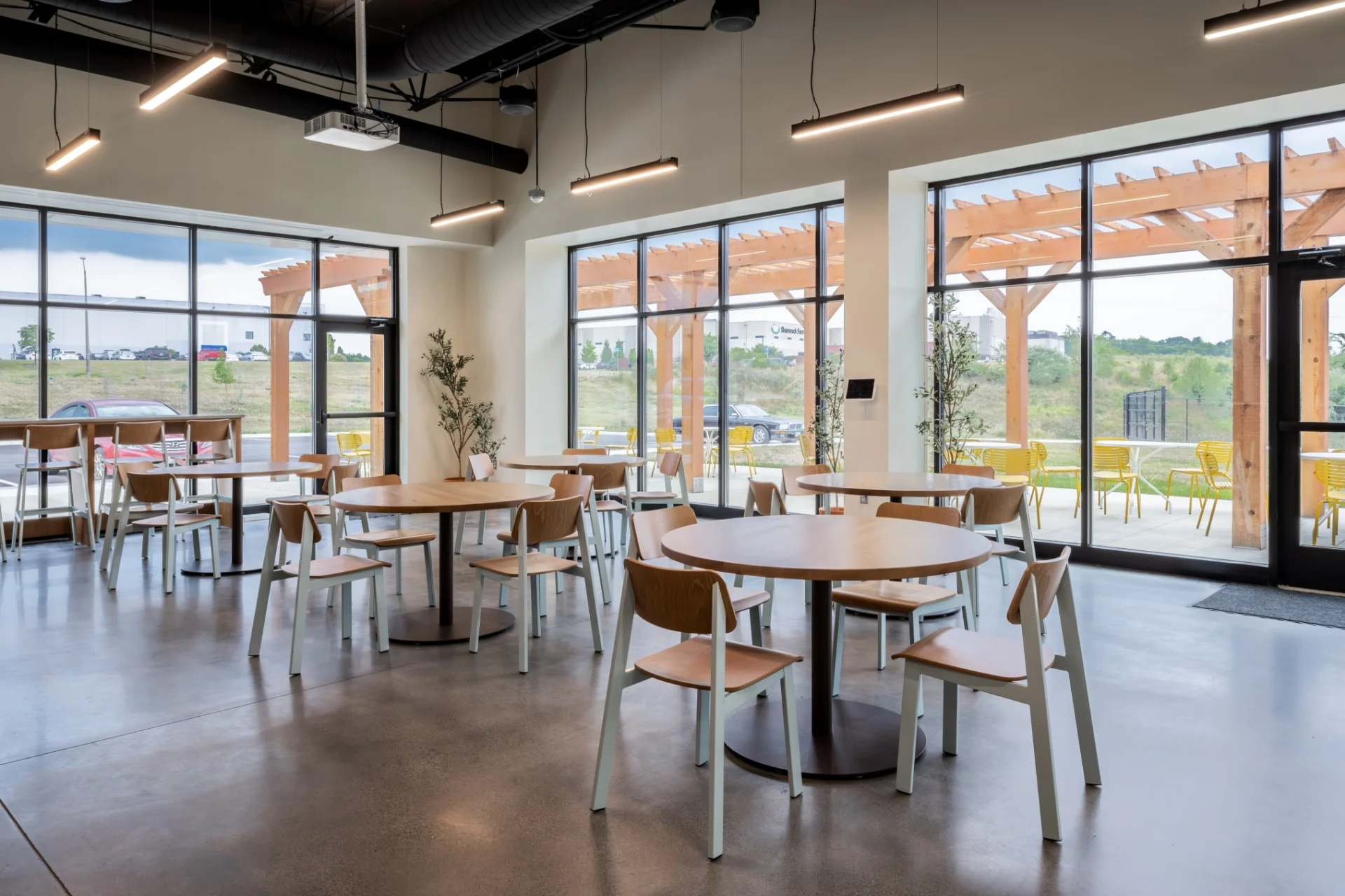 building itnerior tables and chairs