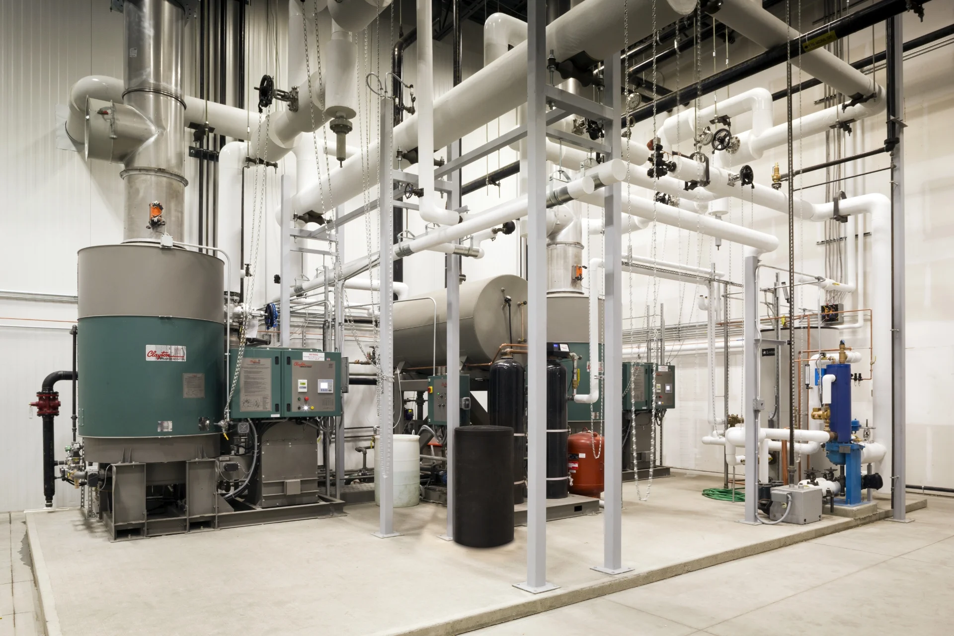 large HVAC machinery and pipes