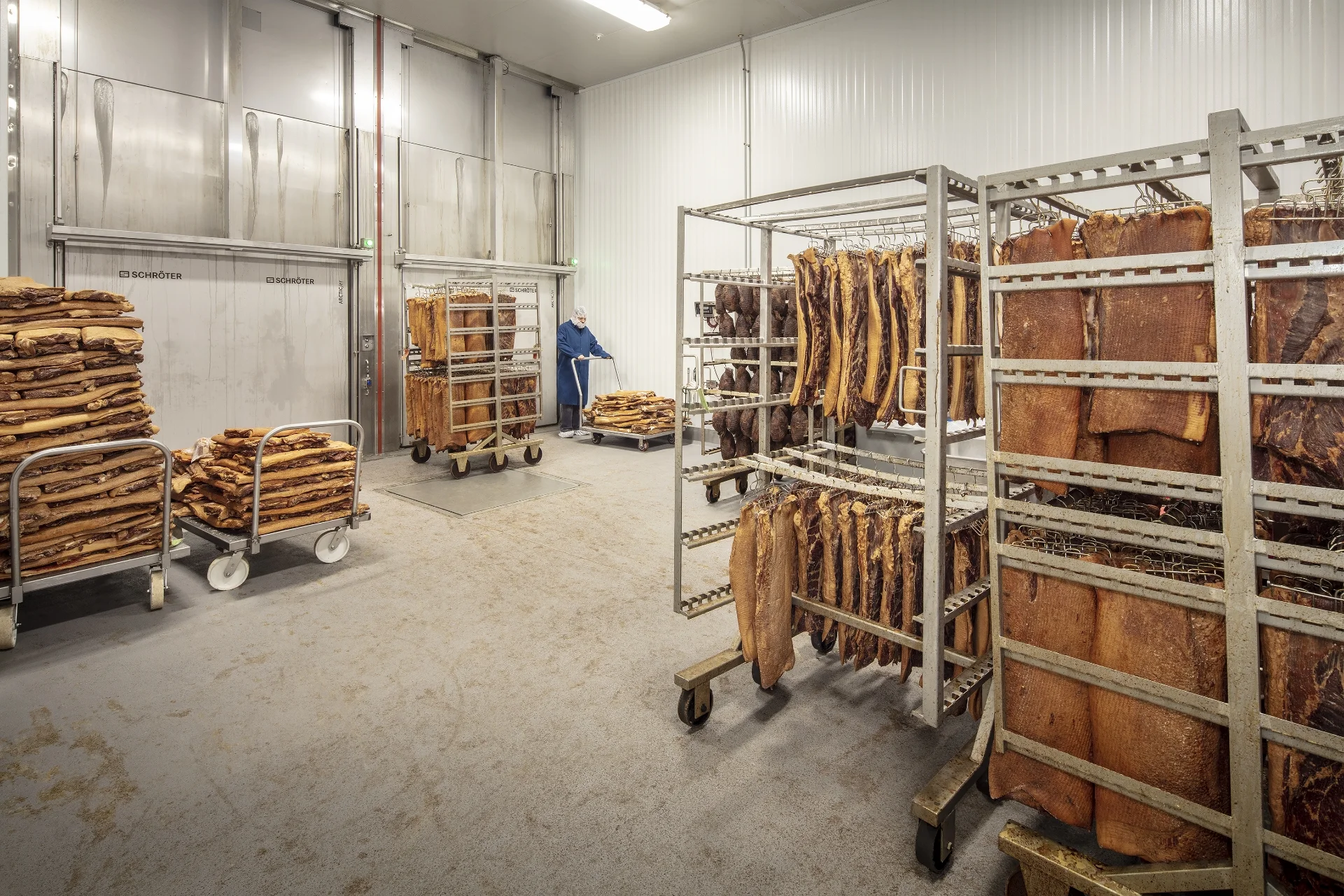 racks of smoked meats